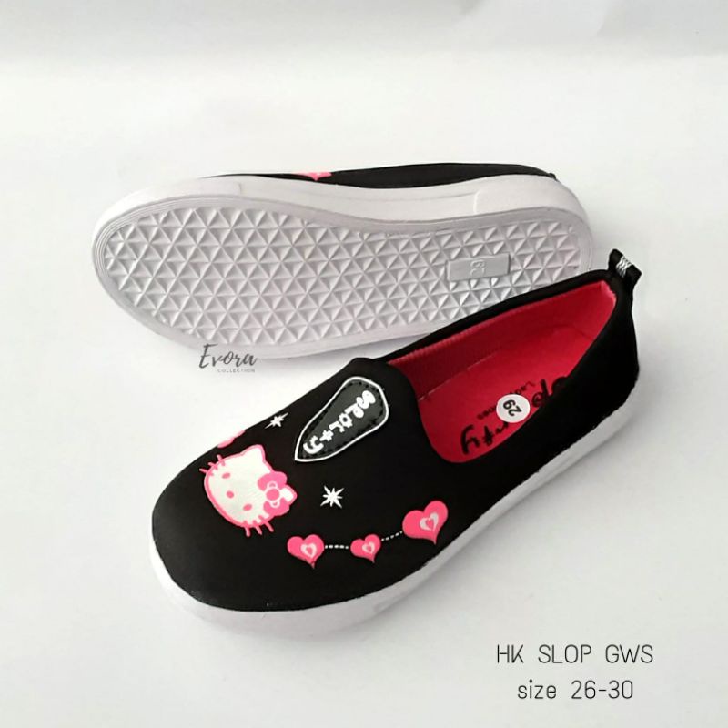 sepatu slop sekolah anak perempuan TK SD | sepatu sekolah hitam helokity