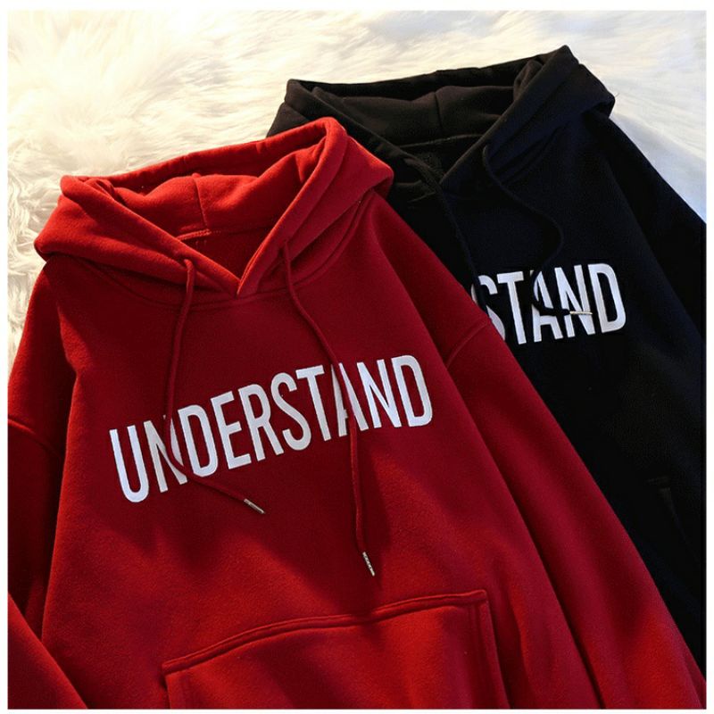 (S - 6XL) Hoodie BIG SIZE UNDERSTAND Jaket JUMBO Jumper Street Style Harajuku Korean Style OVERSIZE Unisex S M L XL XXL 3XL XXXXL 5XL Fleece Pria Wanita Cream Maroon Grey Abu Muda Merah