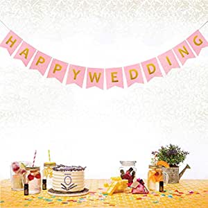 BANNER HAPPY WEDDING DEKORASI ACARA PESTA PERNIKAHAN / KEBUTUHAN PESTA