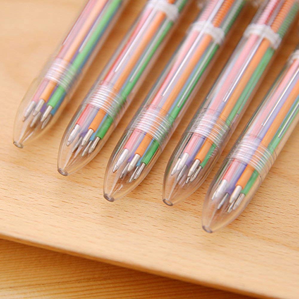 1Pc Pulpen 6 in 1 0.5mm Warna-Warni Kreatif untuk Sekolah / Kantor