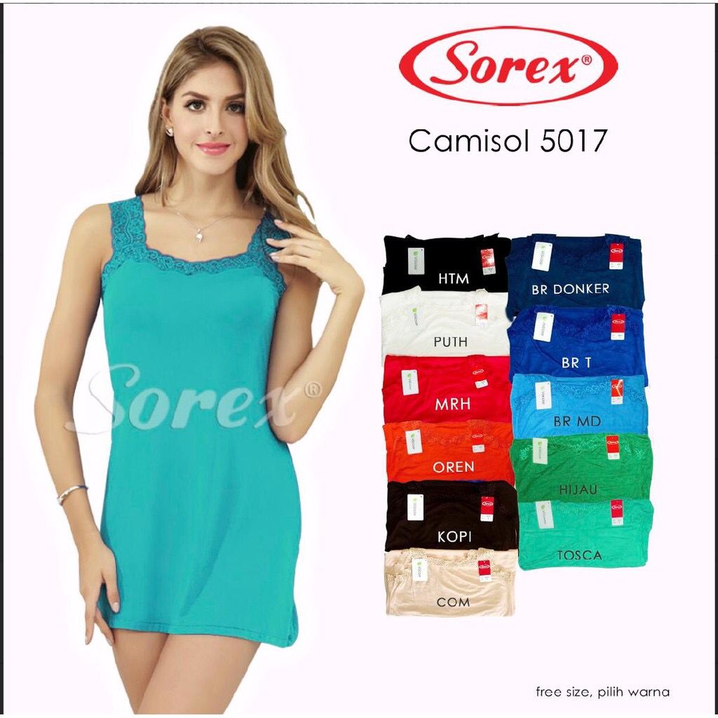 Singlet Tanktop Kamisol Panjang Sorex 5017 5018 Dijamin Murah - Camisol sorex 5017 panjang renda jumbo tank top kamisol lebar renda bahan bambuu camisol - Camisole Tanktop Sorex 5017, Panjang dan Renda, Free Size