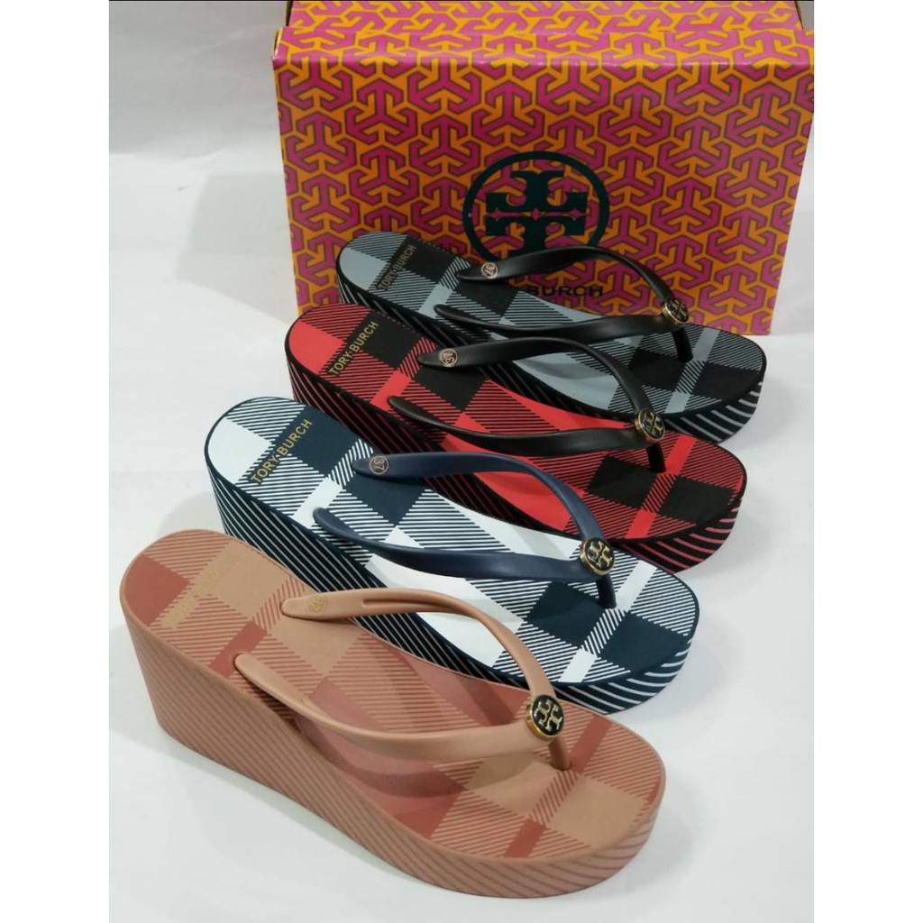 Darlingen Tory Burch Sandal Wedges Wanita Premium