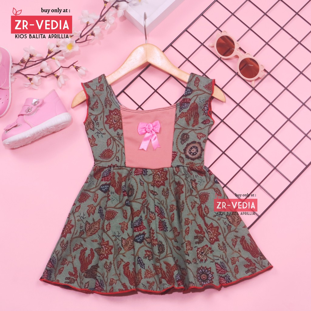 Dress Marsha Uk Bayi 6-18 Bulan / Dress Batik Baju Anak Balita Perempuan Gaun Tenun Bahan Adem Cewek