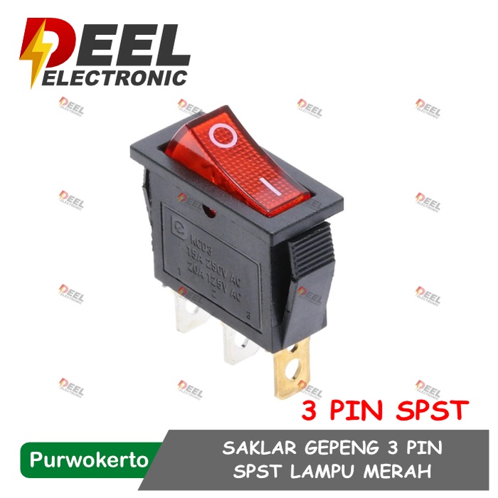 Jual Saklar Gepeng Pin Spst Lampu Merah Flat Rocker Switch On Off