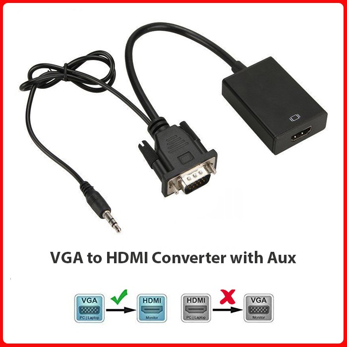 VGA to HDMI Video Adapter with Aux Audio Cable