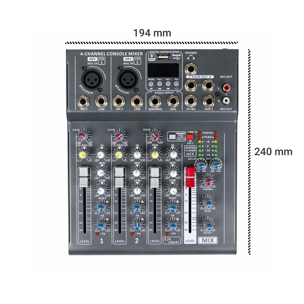 LEORY Mini Portable LIve Audio Mixer Karaoke DJ 4 Channel - 647867