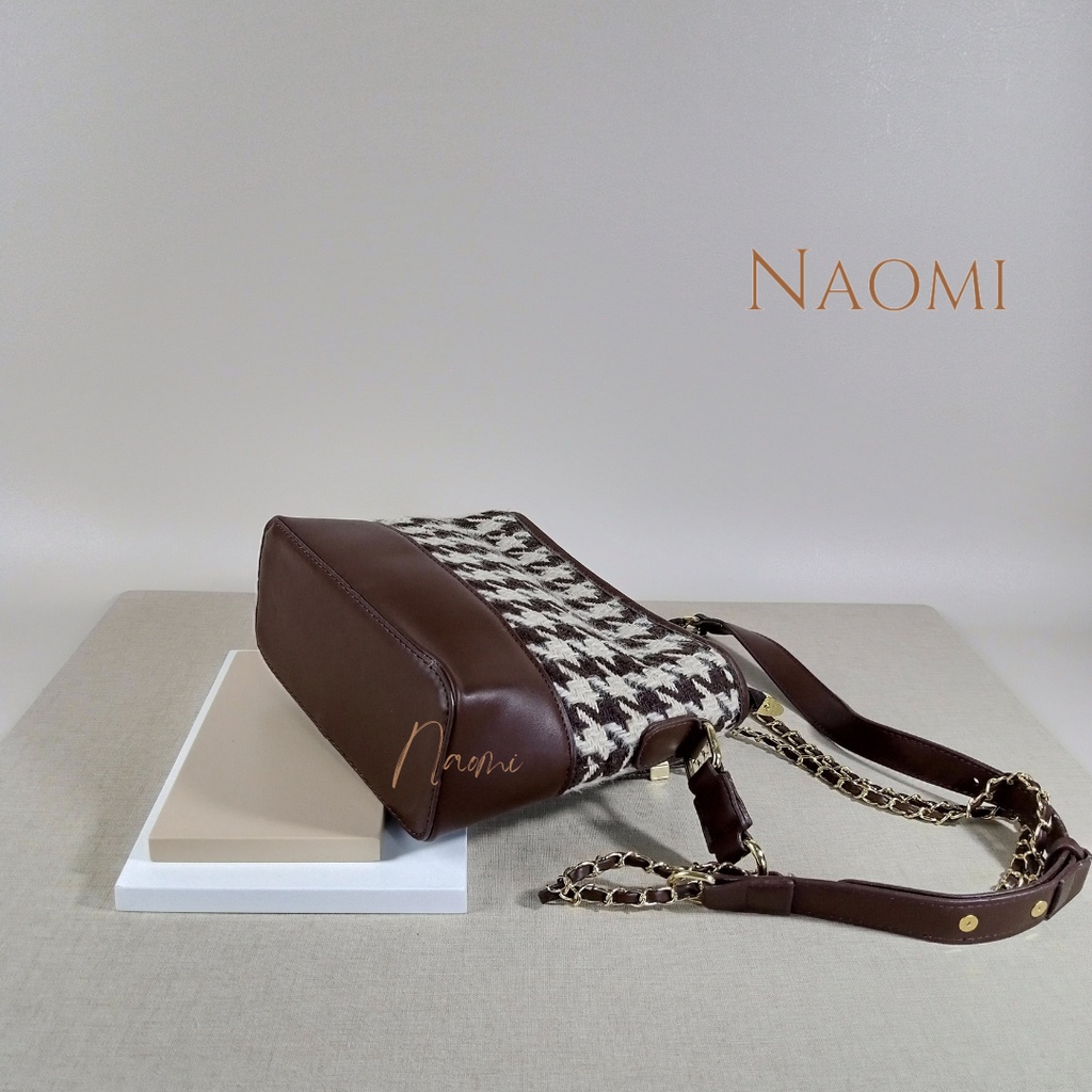 NAOMI - Laurel Sling Bag Import Premium - Tas Selempang Rantai Wanita - Tas Kulit Sintetis Tebal Motif Cantik - Tas Hangout - Tas Wanita - Tas Naomi - Naomi Bag - women bag