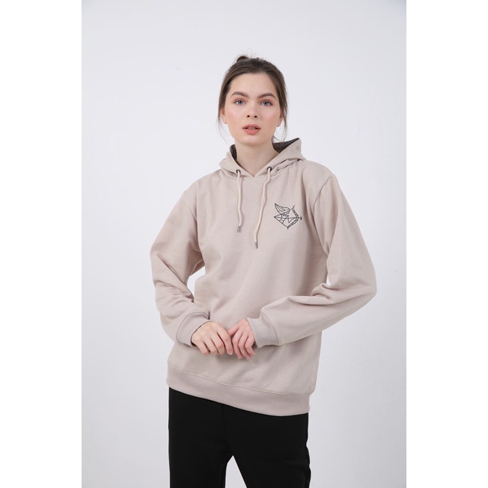 Berrybenka Street - Outer Sweater Hoodie Wanita Sagitarius Geometric - Cream, S Murah