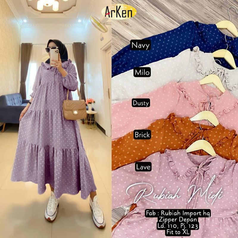 RUBIAH MIDI DRESS / MIDI DRESS CRINCLE URAGIRI / MIDI DRESS REMPEL / GAMIS BUSUI / GAMIS REMPEL / GA