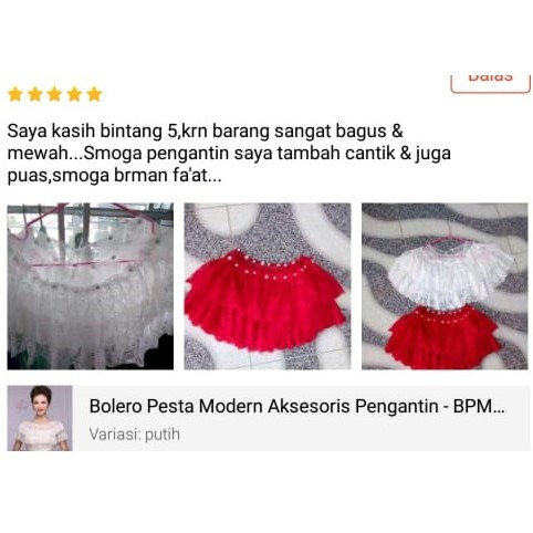[BISA COD] AKSESORIS PENGANTIN BOLERO PESTA PENGANTIN LACE BROKAT PUTIH BPM002