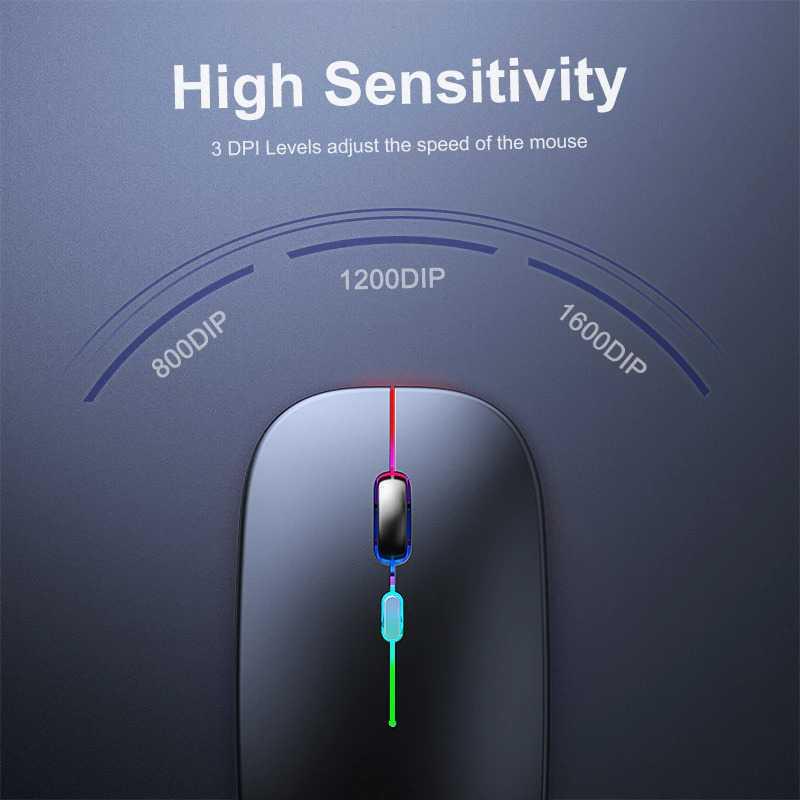 iMice Optical Mouse Wireless Bluetooth Silent Click 2.4GHz &amp; Bluetooth - E1300