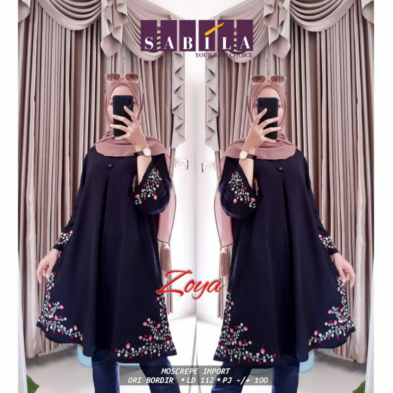 ZOYA TUNIK ° TUNIK HITAM ° TUNIK PUTIH ° TUNIK BORDIR ° TUNIK HITAM POLOS ° TUNIK JUMBO° HAZELOVA