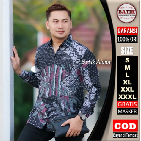 Atasan Batik Pria Lengan Panjang Baju Kemeja Batik Pria Lengan Panjang Premium Jumbo ASD 112