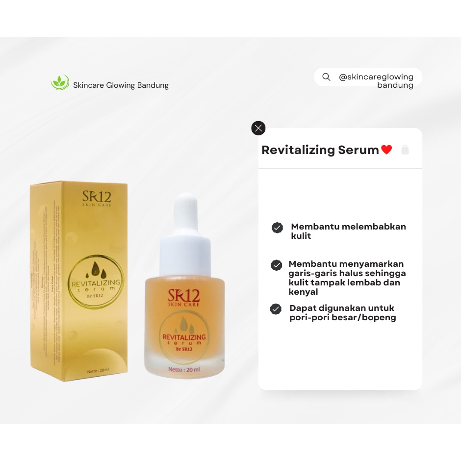 SR12 Revitalizing Serum Colagen Atas Bopeng Bekas Jerawat Lingkar Hitam Mata Panda Melembabkan dan Mencerahkan Kulit Wajah