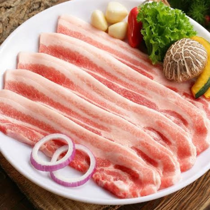 

DAGING BABI SAMCAN SLICE IRIS PORK BELLY SLICE SAMGYEOPSAL KOREAN BBQ -KUALITAS PREMIUM SUPERMARKET-