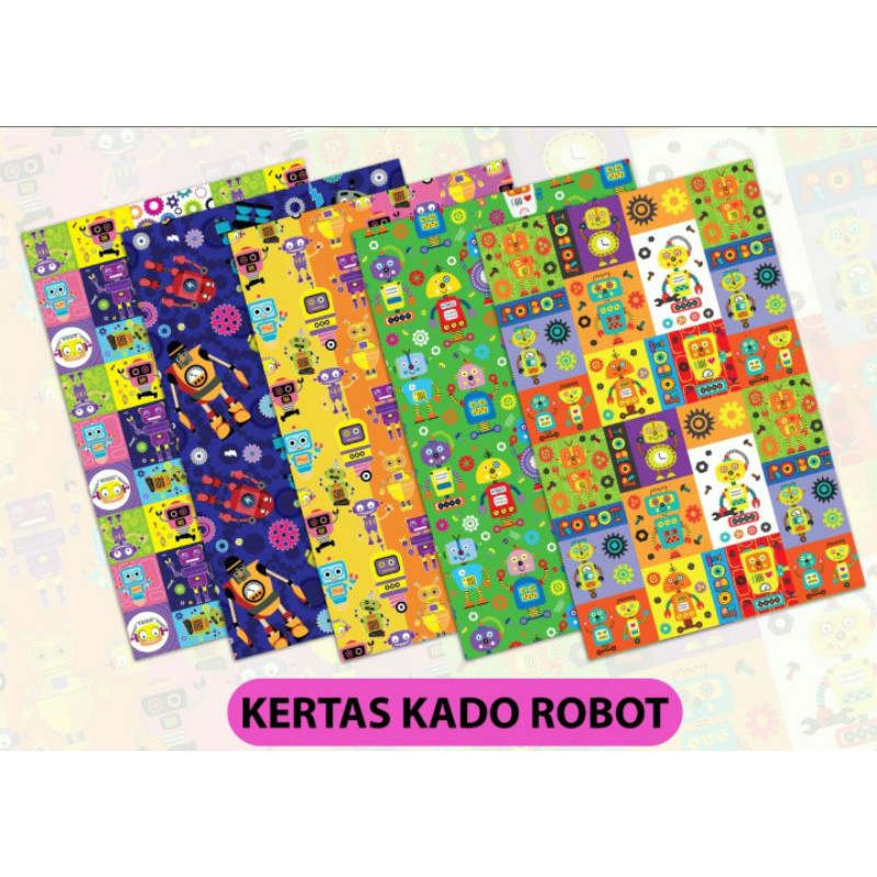 (50lembar) kertas kado/kertas bungkus/kertas kado lucu murah-Robot