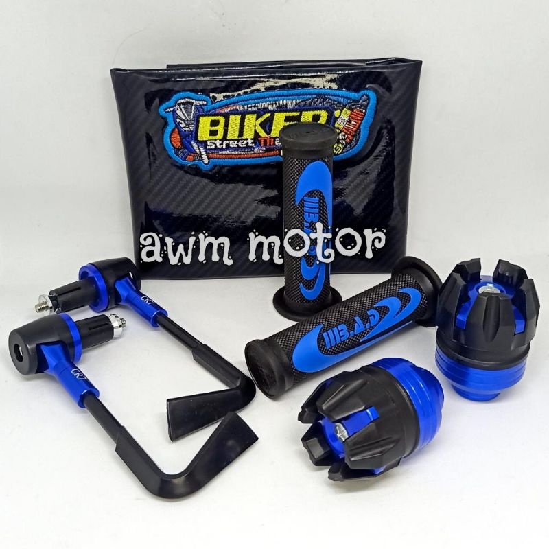 Kulit jok carbon hitam + proguard L + jalu as roda + handgrip Nike 1paket isi 4macam universal