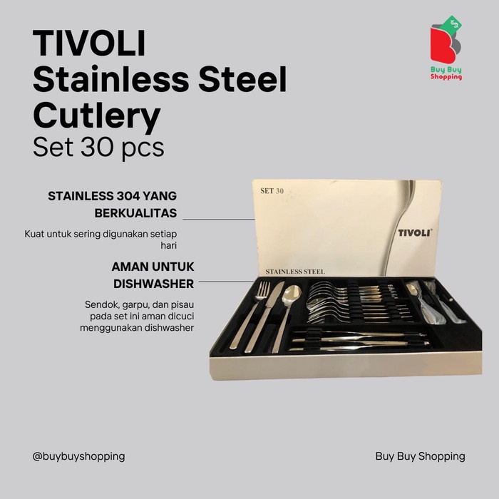 Cutlery Set - Alat Makan Kutleri Tivoli Stainless Steel 30 Pcs Cutlery Set
