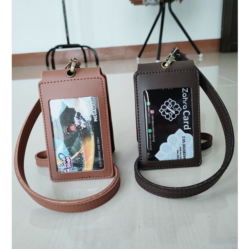 

RK Id Card name tag kulit Holder Double Flip Magnet Terbaru