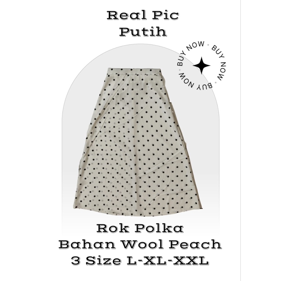 Rok Polkat Wanita Span Panjang Korea Style Motif Polkadot Bahan Wool Peach Good Quality Premium