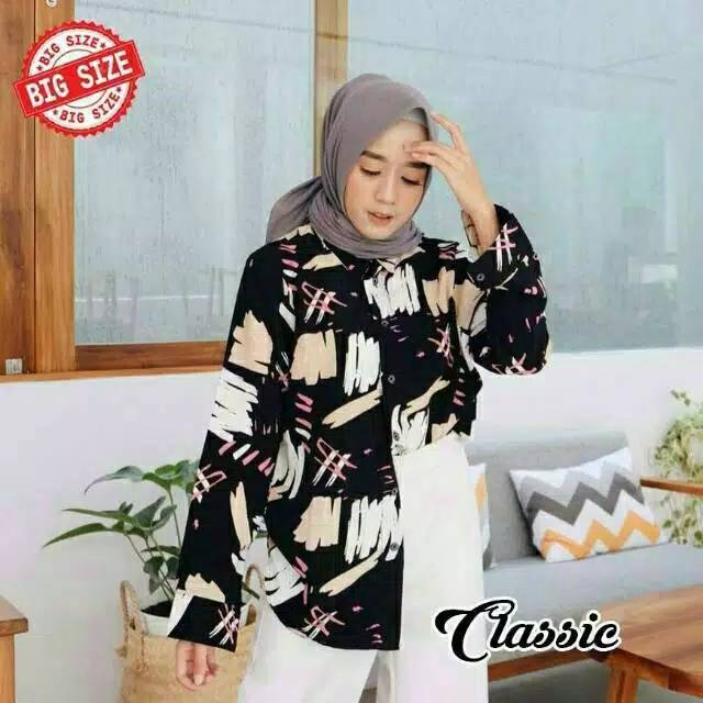 PROMO KEMEJA ATASAN JUMBO MOTIF MONALISA LD 120