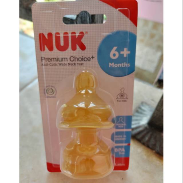 NUK Dot Yellow Latex Susu Bayi Premium Wide Neck NUK 6+ months ukuran M