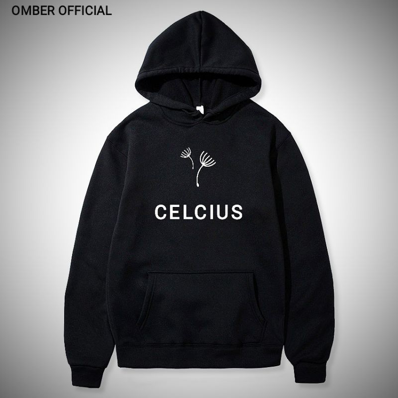 celcius jaket sweater hitam c114mc simpel sablon celcius ready
