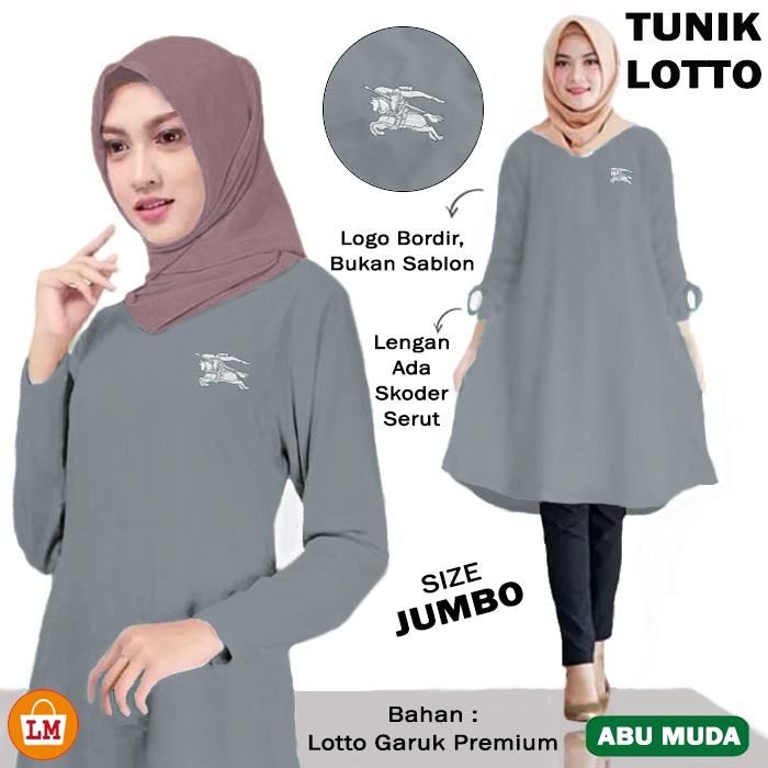 Atasan Wanita Muslim TUNIK LOTTO Bahan Lotto Garuk JUMBO Logo Bordir Bukan Sablon TERMURAH TERBARU KEKINIAN LMS 27845 27848 27851