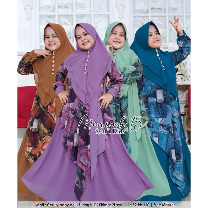 Gamis set syar'i anak 7-12 tahun marwah 4 dress syar'i