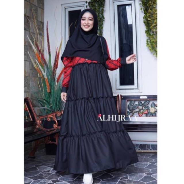 Gamis Batik Ratoe Modern DD01 Bahan Batik SANTOSO Kombinasi polos Katun Ima Platinum