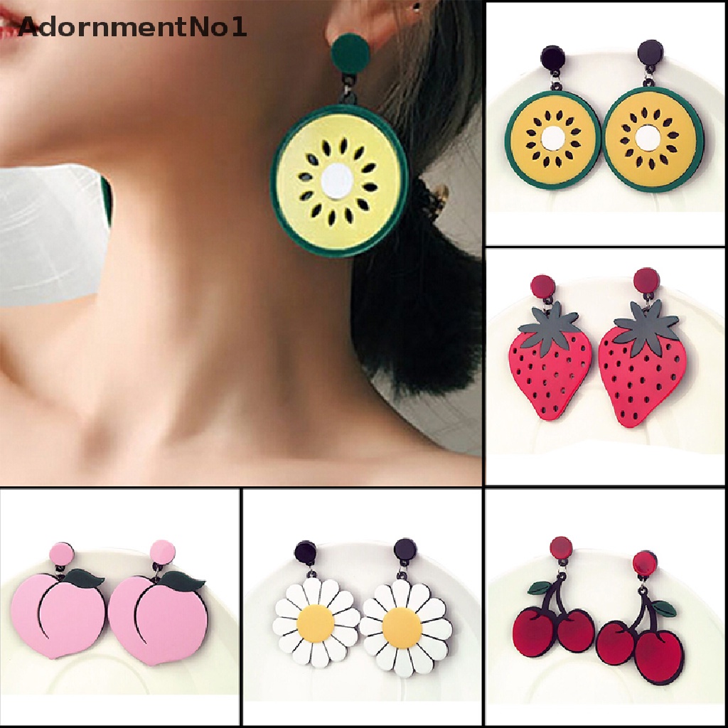 (AdornmentNo1) Anting Kait Gantung Bentuk Buah Strawberry / Nanas Untuk Wanita