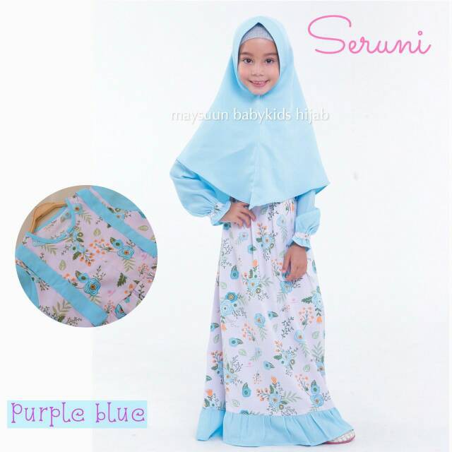 Gamis Anak Syari SERUNI PURPLE BLUE by MAYSUUN Baby Kids Hijab