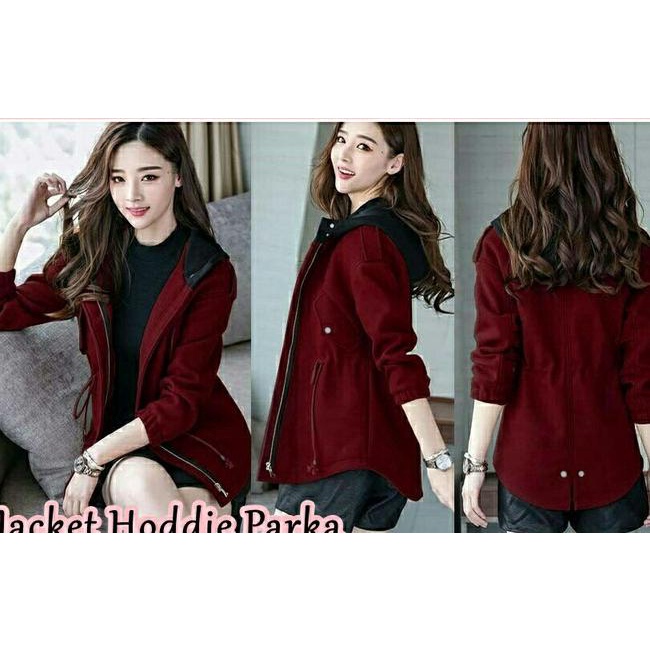 Jacket Hoodie Parka - Maroon