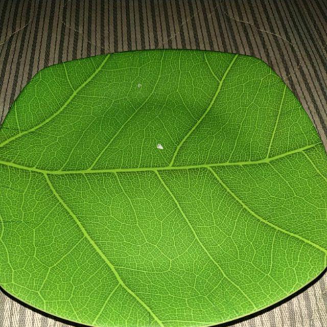 Piring Kotak Ceper Daun 7 Leaf Motif Melamine - Golden Dragon P0507d