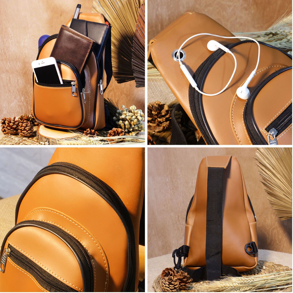 Selempang Kulit Pria Tas Hp Tas Dada Sling Bag pu leather Selempang Sling Bag pria - ESL01