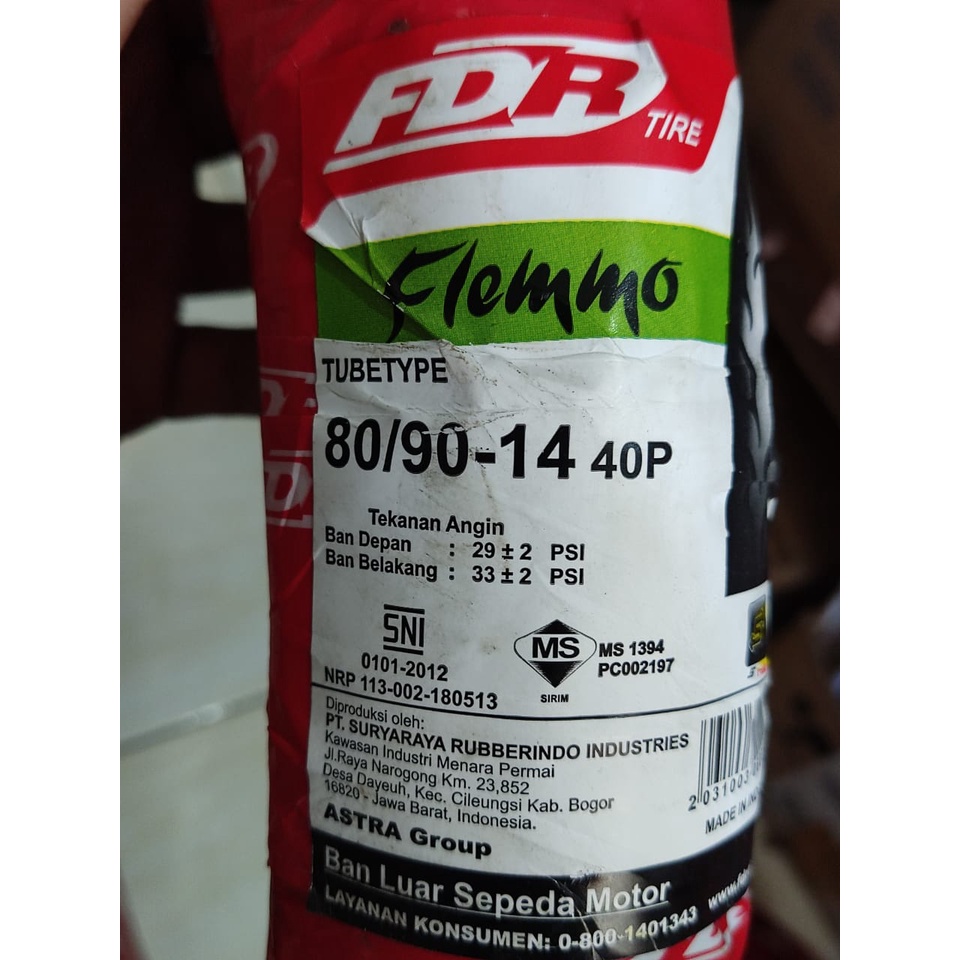 Ban Luar Depan FDR 80 / 90 RIng 14 FLEMMO Tube Type