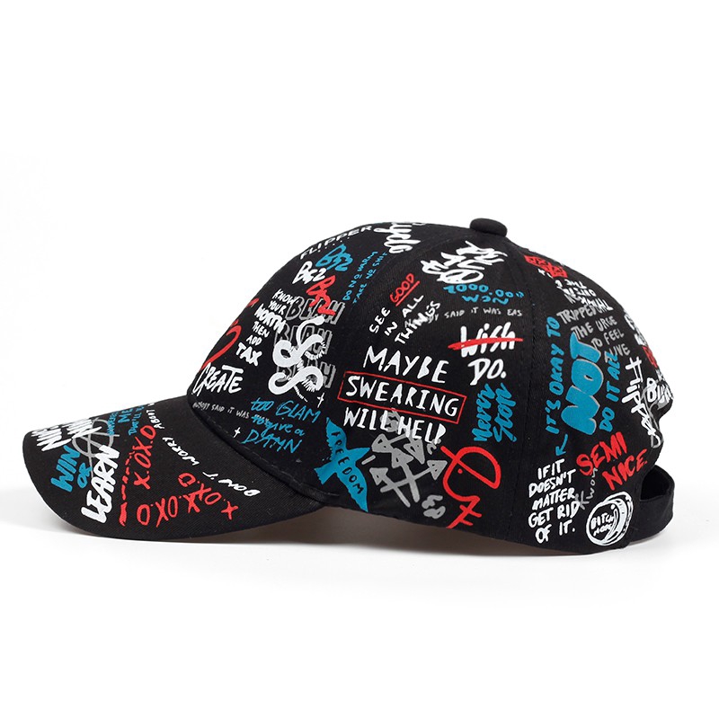 Topi baseball Motif Graffiti Gaya Korea Untuk Pria Dan Wanita