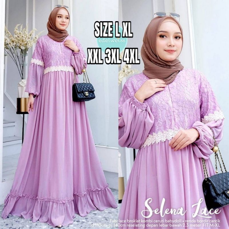 selena maxy jumbo bahan ladyzara mix brukat aplikasi renda