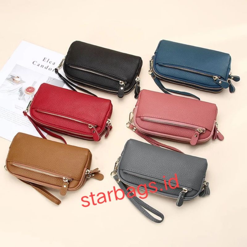 Dompet Wanita Tempat Hp Uang Dan Kunci KOREAN STYLE 3 Ruang  Muat Handphon hingga ukuran 7 inch Bahan Waterproof / Anti Air Pouch kosmetik Papirut Serbaguna Model Terbaru