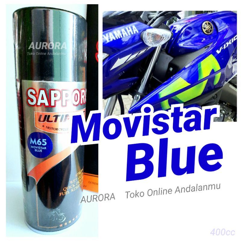 Cat Pilok Sapporo M65 Movistar Blue Biru Movistar Yamaha Pylox Saporo Otomotif