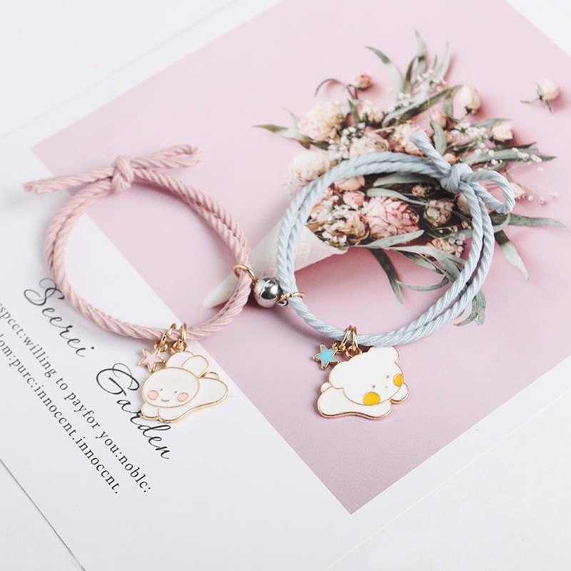 2 Buah/Sepasang Magnet Gelang Karet Multilayer Desain Kuromi Cinnamoroll Gelang Magnet Pria Dan Wanita Gelang Magnet/1 Pasang Gelang