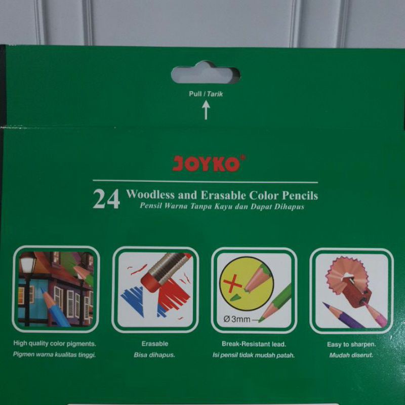 

HJK pensil warna 24 warna bisa dihapus JOYKO CP-115/color pencil/woodless and erasable color pencils