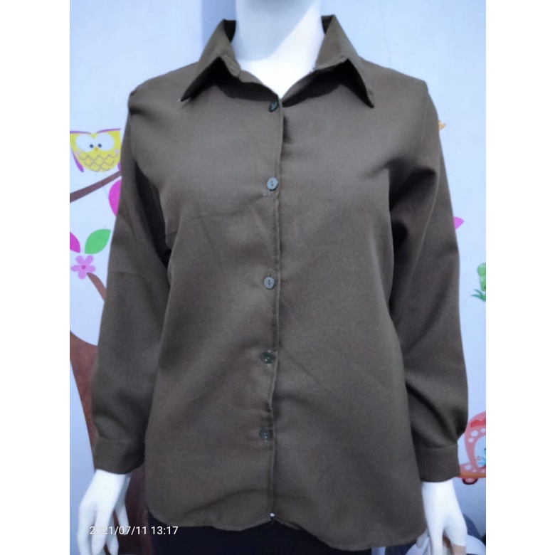 Kemeja Wanita Casual/Kemeja Basic/Kemeja Polos/Kemeja Jumbo-army