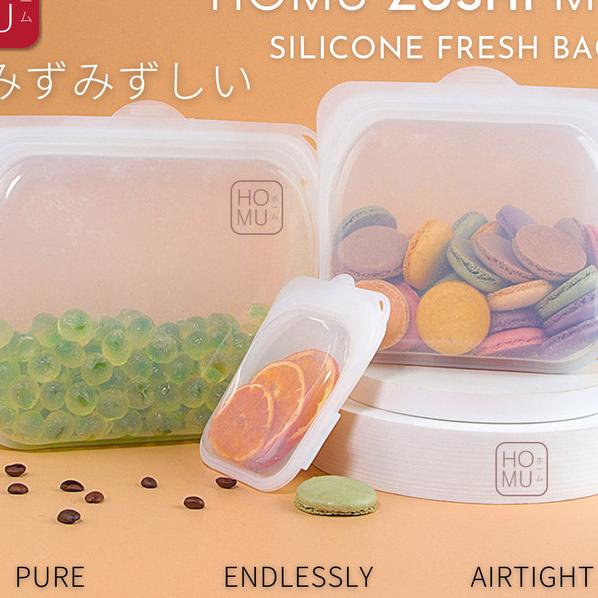 HOMU ZUSHI M5 3PCS SILICONE STANDING POUCH BAG KANTONG SILIKON ZIPLOCK