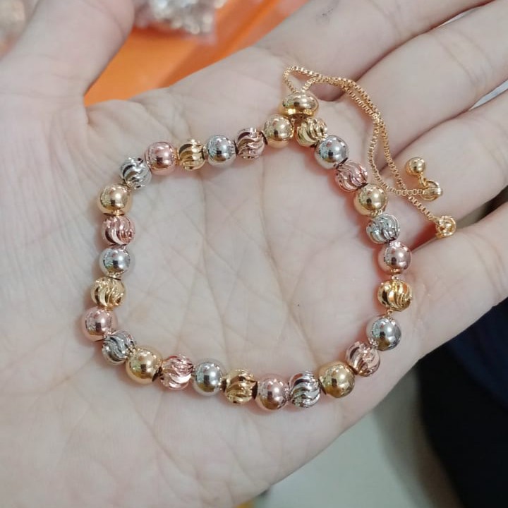 Gelang Serut Premium Model Bola Pelangi Tahan Karat dan Luntur