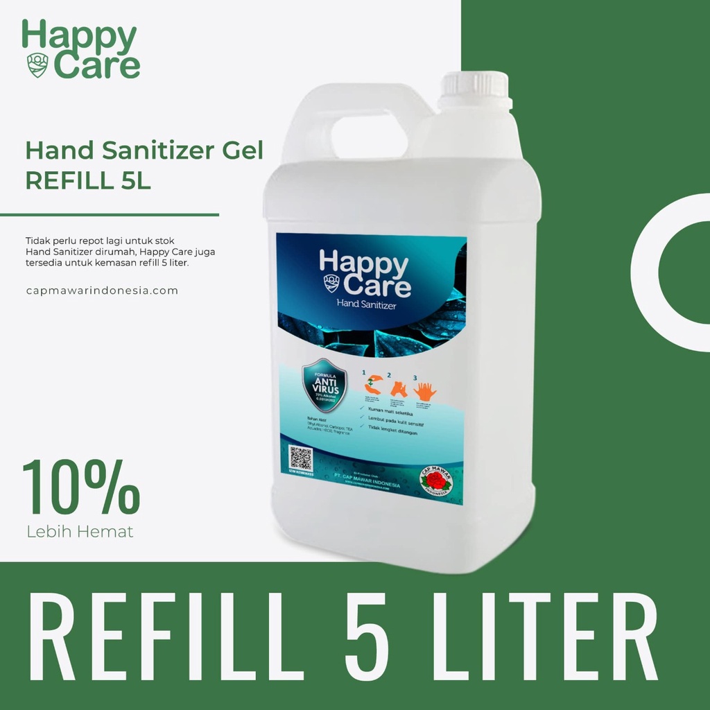hand sanitizer gel happy care alkohol 70  5 liter izin kemenkes