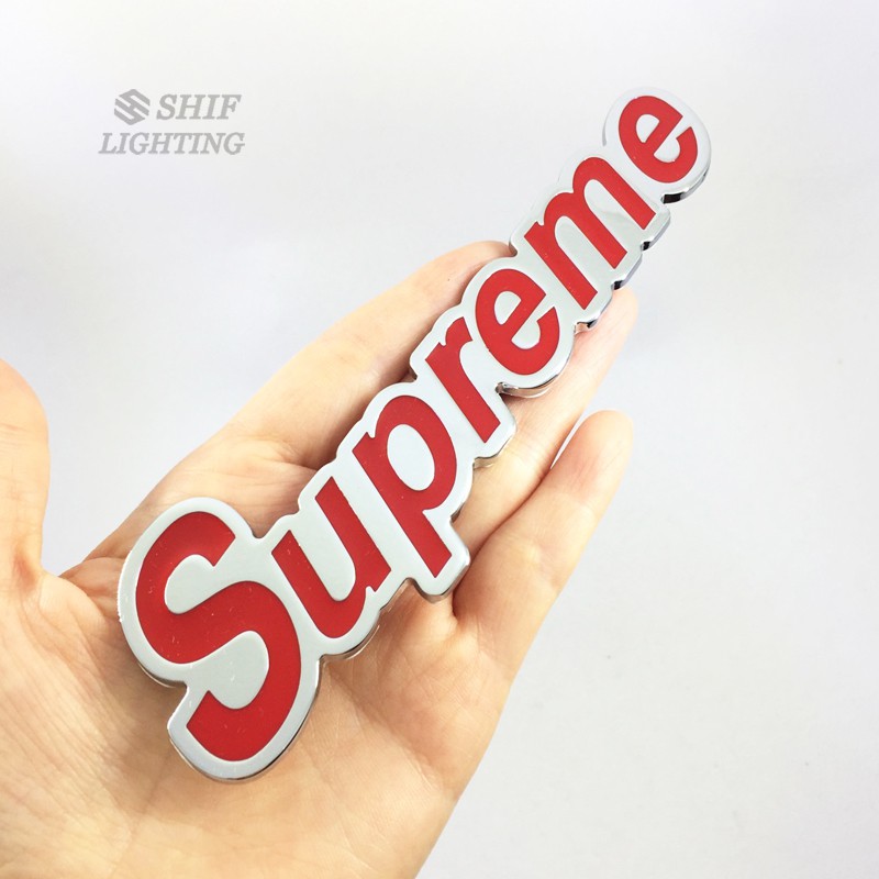 1Pc Stiker Emblem Logo Supreme Bahan Metal untuk Bagasi Mobil