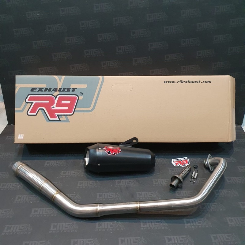 Knalpot Racing R9 New Alpha Stainless Black Series Yamaha All New R15 V3