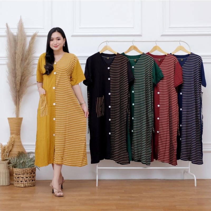 TERMURAH  Daster Jumbo Salur Kecil Kancing Andin