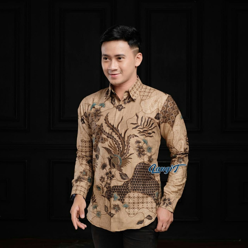 Batik Pria Lengan Panjang BATIK NAKULA HRB026 motif KERATONAN Kode 002 size M L XL XXL Reguler